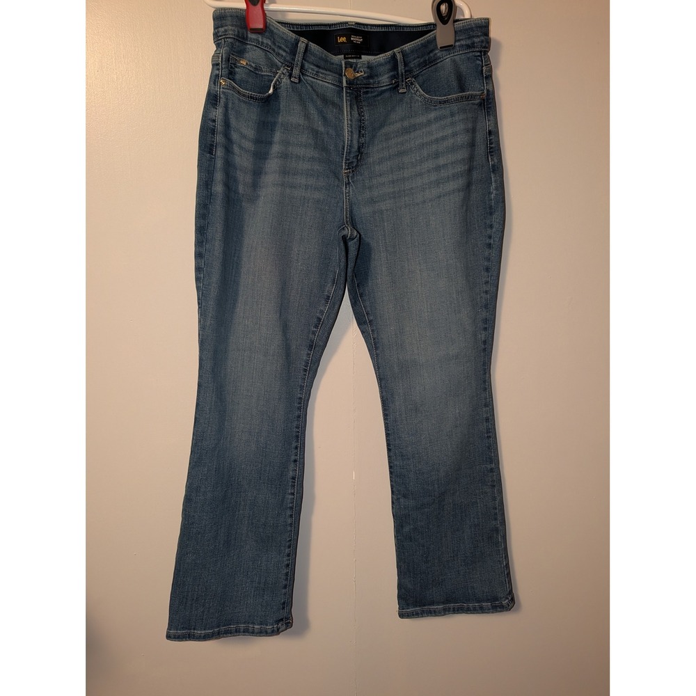 Lee Womens Flex Motion Regular Fit Bootcut Jeans Mid Rise Blue Size 16 Short